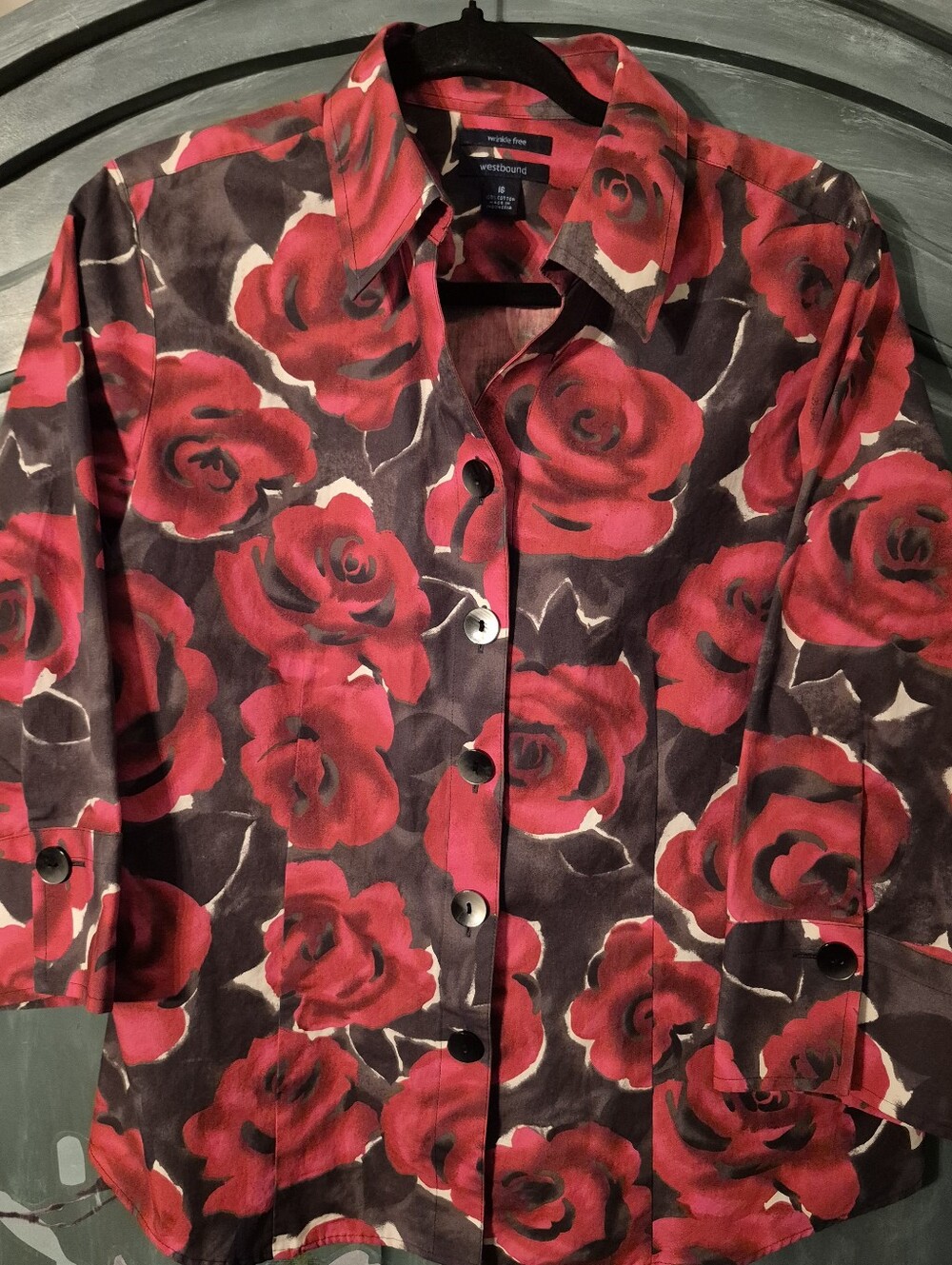 Westbound Red Rose Print Shirt/Jacket